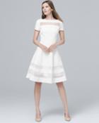 White House Black Market Women's Banded White Fit-and-flare Dress