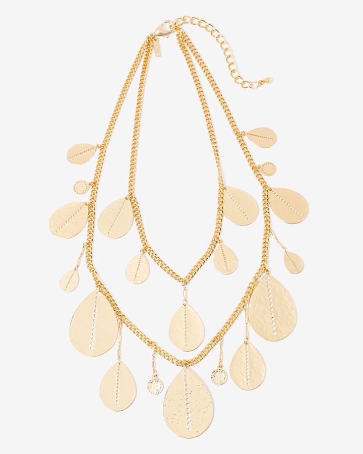 White House Black Market Women's Perforated Metal Teardrop Necklace
