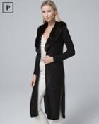White House Black Market Petite Sequin-detail Duster With Removable Faux Fur Collar