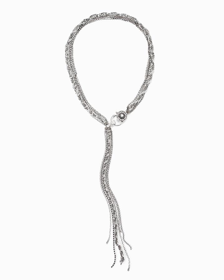 White House Black Market Women's Hematite Multi-row Long Y-necklace