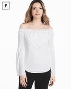White House Black Market Women's Petite Off-the-shoulder Embroidered Blouse