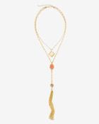 White House Black Market Women's Riverstone Layered Tassel Y-necklace