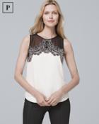 White House Black Market Women's Petite Contrast-lace Shell