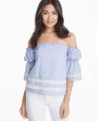 White House Black Market Off-the-shoulder Cotton Dobby Top
