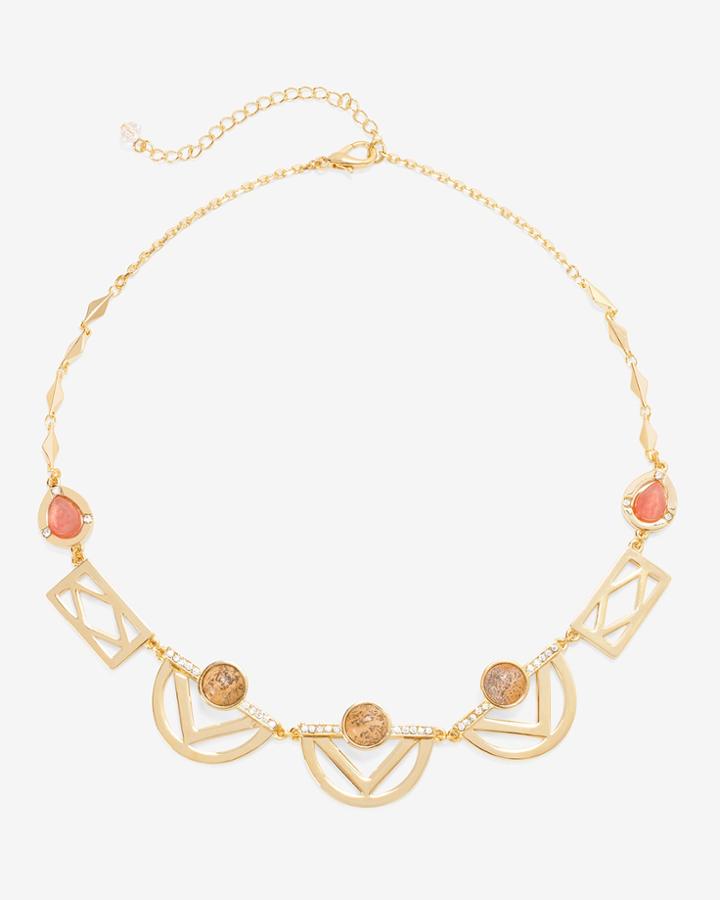 White House Black Market Women's Pink Jasper Short Geometric Necklace