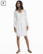 White House Black Market Petite Embroidered Lace-up Dress