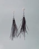 White House Black Market Women's Leather & Ostrich Feather Linear Earrings