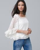 White House Black Market Women's Bell-sleeve Lace Peasant Blouse