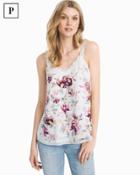 White House Black Market Women's Petite Floral Embroidered Cami
