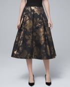 White House Black Market Women's Metallic-jacquard Full Midi Skirt