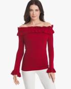 White House Black Market Off-the-shoulder Ruffle Sweater