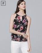 White House Black Market Petite Sleeveless Floral-print Choker Top