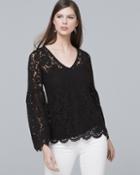 White House Black Market Women's Long-sleeve Allover Lace Top