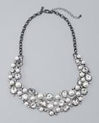 White House Black Market Glass Pearl & Crystal Statement Necklace
