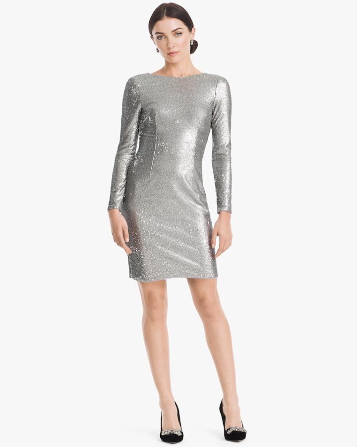 White House Black Market Women's Aidan Mattox Sequin Sheath Dress