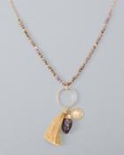 White House Black Market Amethyst Bead & Charm Pendant Necklace