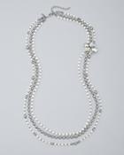 White House Black Market Glass Pearl Triple-row Necklace With Brooch