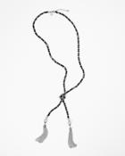 White House Black Market Women's Ribbon Woven Tassel Necklace
