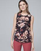 White House Black Market Women's Floral-print Tiered Shell