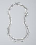 White House Black Market Women's Glass Pearl Triple-row Necklace With Brooch