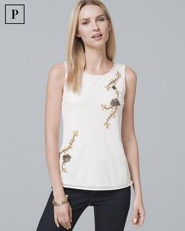 White House Black Market Petite Floral-embroidered Shell