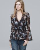 White House Black Market Floral Print Flared Top
