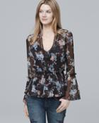 White House Black Market Women's Floral Print Flared Top