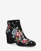 White House Black Market Embroidered Suede Ankle Boots