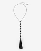 White House Black Market Women's Black Circle Tassel Y-necklace