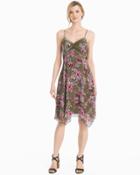 White House Black Market Women's Strappy Velvet Trim Floral Dress