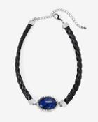 White House Black Market Sodalite Leather Choker Necklace