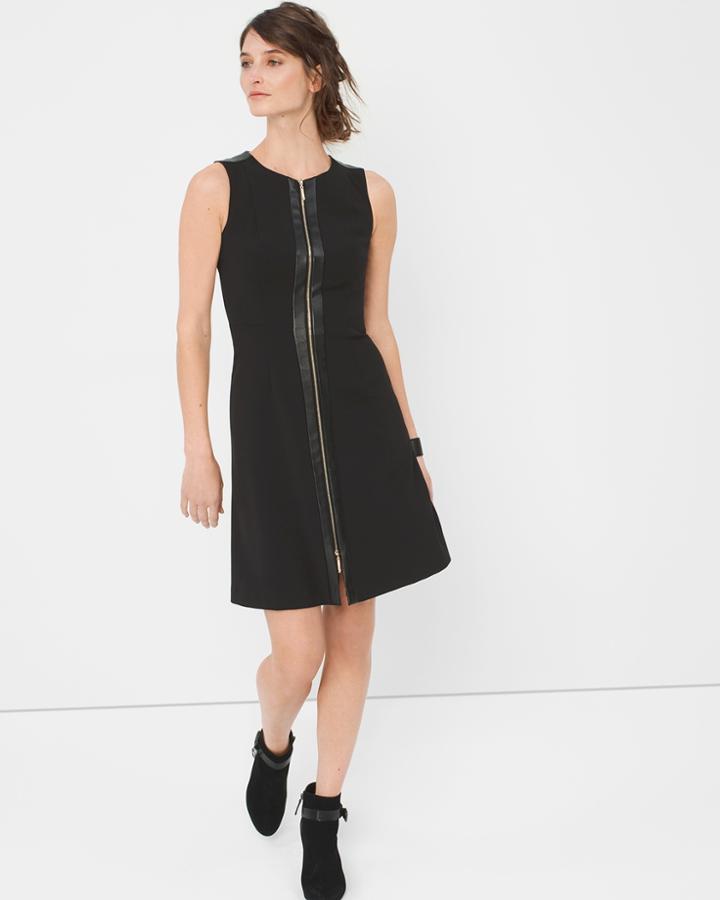 White House Black Market Women's Sleeveless Black Zip-front Dress