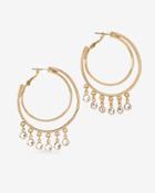 White House Black Market Women's Goldtone Crystal Double Hoop Earrings