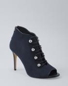 White House Black Market Button-front Suede Peep-toe Booties