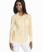 White House Black Market Women's Yellow Cotton Button-up Shirt