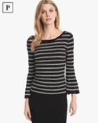 White House Black Market Women's Petite Convertible Stripe Sweater