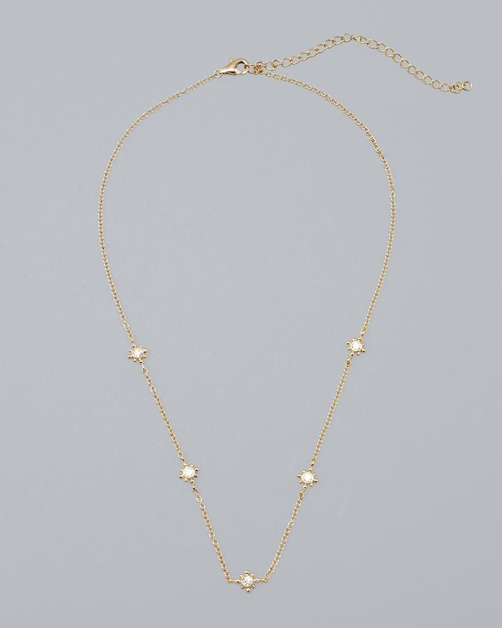 White House Black Market Women's 14k Gold-plated Flower Station Necklace With Zirconia From Swarovski