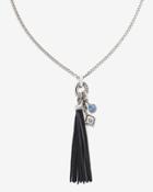 White House Black Market Women's Leather Tassel Charm Pendant Necklace