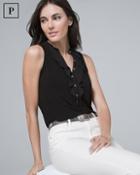 White House Black Market Petite Flounce-trim Sleeveless Top