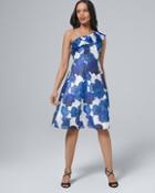 White House Black Market Adrianna Papell One-shoulder Floral Fit-and-flare Dress
