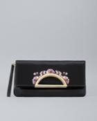 White House Black Market Women's Embroidered Foldover Clutch