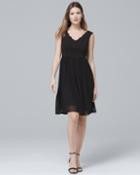 White House Black Market Women's Adrianna Papell Scalloped-neck Black Fit-and-flare Dress