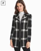 White House Black Market Women's Petite Wool Blend Plaid Coat