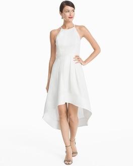 White House Black Market Aidan Mattox White High-low Halter Fit-and-flare Dress