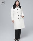 White House Black Market Women's Plus Removable Faux Fur-collar Coat