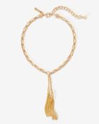 White House Black Market Oblong Link Choker Necklace With Tassels