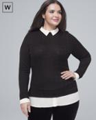 White House Black Market Women's Plus Houndstooth Twofer Sweater