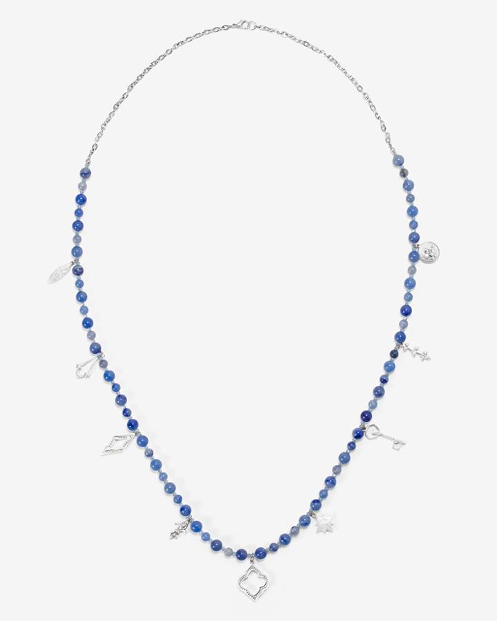 White House Black Market Women's Blue Aventurine Charm Necklace