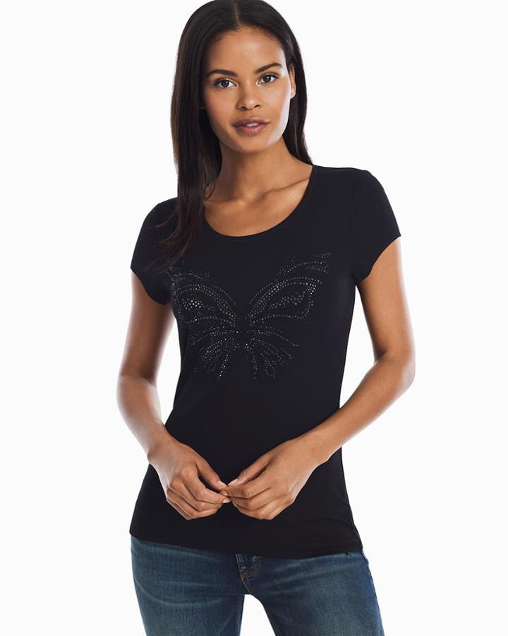 White House Black Market Women's Living Beyond Breast Cancer Butterfly Tee