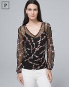 White House Black Market Women's Petite Floral-embroidered Top